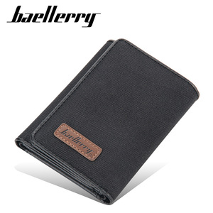 Baellerry <b>Men's</b> Canvas <b>Wallet</b> Vertical Multi Card Slots Snap Clasp Everyday Use - Product Image 1
