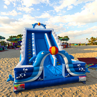 Nouveau château gonflable commercial Leap de 26 pieds sur le thème du dauphin, toboggan gonflable, château de jeu pour jeux en plein air