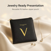 Sacs d'emballage pour bijoux personnalisés avec logo, boucles d'oreilles, colliers, bagues, petite pochette en similicuir suédé avec fermeture éclair