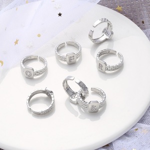 Nuevo Anillo Ajustable de Cobre con Baño de Plata y Circonitas, Diseño de Letra Inicial, Joyería de Moda al por Mayor - Product Image 2