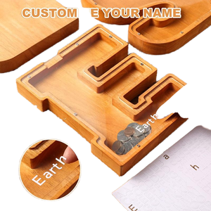 Alta qualità personalizzabile in legno salvadanaio in legno salvadanaio salvadanaio scatola per bambini con un Design accattivante lettera - Product Image 4