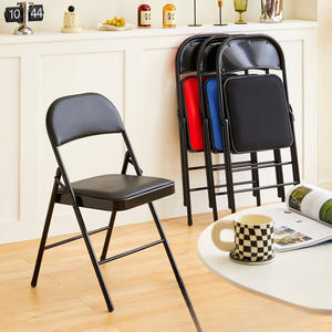 Sillas Plegables de Metal Comerciales Baratas al por Mayor de China, Asientos Acolchados de PU Suave en Blanco y Negro para Banquetes, Fiestas y Eventos - Product Image 4