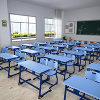 Bureaux et chaises doubles en forme de C en plastique et acier, mobilier de classe, bureau et chaise d'école, double place pour 2 élèves
