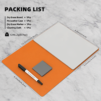 Papan Tulis Lipat Tanpa Bingkai Satu Sisi A5 Warna Oranye Lembut, Non-Magnetik, Bahan PU dan MDF, Dilengkapi Penyangga, untuk Guru, Demo di Kelas, dan Menulis