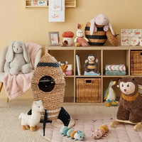 Panier de rangement en corde de papier naturelle tressé à la main en forme de fusée pour le rangement des jouets d'enfants