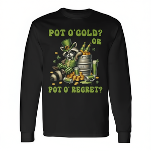 T-shirt à manches longues pour la Saint-Patrick, motif Pot O'Gold ou Pot O' Regret, vêtements promotionnels Raccoon Beer - Product Image 2