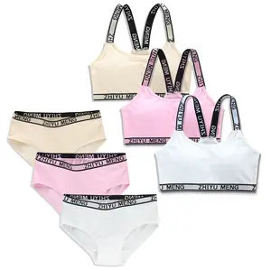 Dễ thương thiếu niên 12 tuổi trẻ em trong hình ảnh đồ lót cho bé gái áo ngực cotton panty nóng mà không có đồ lót