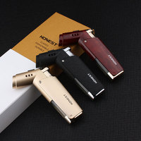 Logo personnalisé en gros coupe-vent rechargeable Butane bleu flamme torche briquet à gaz cigare cuisine Bbq Camping torche briquets