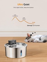 Fontaine à eau sans fil pour animaux de compagnie avec capteur intelligent, 3,2 L, acier inoxydable 304, distributeur d'eau automatique moderne et élégant pour chats, chiens et petits animaux
