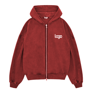 Sudadera con capucha y cremallera para hombre con logo personalizado, estilo casual vintage, de algodón lavado, para hombre, ropa urbana, de alta calidad. - Product Image 6