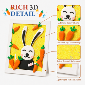 Kit de pintura en arcilla 3D al por mayor para marcos de fotos, temática de conejo y zanahoria, arte en relieve, no tóxico, decoración del hogar DIY, regalo para niños, OEM - Product Image 3