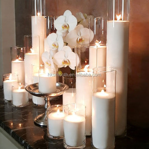 Vases à fleurs en verre transparents, grands, cylindriques, hauts et longs, pour bougies de sable, style hurricane, pour centres de table de mariage - Product Image 1