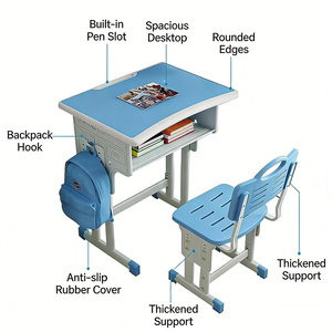 Meubles scolaires modernes, ensemble <span class=keywords><strong>table</strong></span> et <span class=keywords><strong>chaise</strong></span> de classe en bois, <span class=keywords><strong>table</strong></span> d'étude pour élèves avec rangement pour enfants de maternelle - Product Image 5