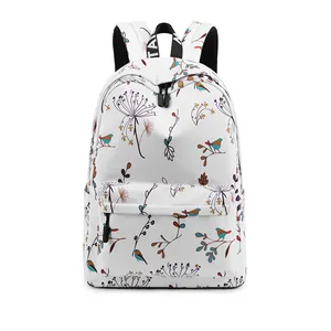 Waterproof Polyester Forest Middle Student Teenager Girls School Bag Women's Backpacks Woman Fashion Womens Fashion Flower /