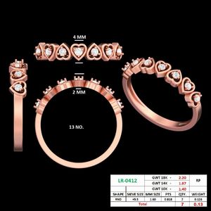 Anillo de Eternidad de Diamantes en Forma de Corazón de Oro Rosa de 10K de Lujo para Mujer, Elegante Anillo de Boda, Regalo de Joyería - Product Image 1
