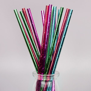 25 pailles en papier biodégradables jetables, pailles en papier couchées et dorées colorées, pâtisseries de fête, pailles décoratives pour boissons - Product Image 2