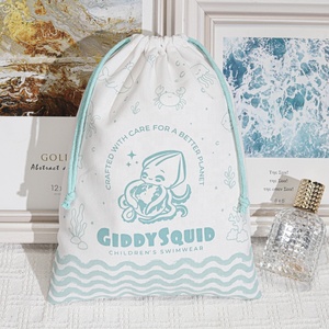 Sac de rangement en sergé de coton imprimé avec logo personnalisé pour maillots de bain, pochette en mousseline de coton de haute qualité pour emballage de chaussures et vêtements, vente en gros - Product Image 5