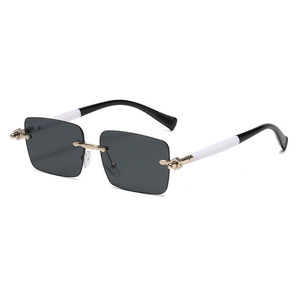 Unisex Frameless <b>Sunglasses</b> <b>Gradient</b> Lenses UV400 Protection Plastic And Metal Frame For Outings Driving Cycling Parties - Product Image 5