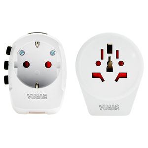 อะแดปเตอร์แปลงไฟอเนกประสงค์วิมาร์ สีขาว พร้อมพอร์ต USB สำหรับใช้งานระหว่างประเทศ - Product Image 1