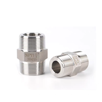 Raccord de tuyauterie hexagonal en acier inoxydable 304/316 à double tête, filetage externe direct, 1/2 pouce, surface lisse basse pression