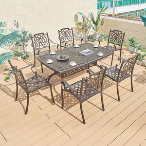 Bahçe Villa teras depo açık hava eğlence barbekü için dayanıklı açık dökme alüminyum demir masa sandalye kanepe kombinasyonu - Product Image 5