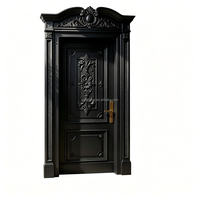 Porte intérieure sur mesure en bois massif acajou blanc nacré avec des sculptures classiques exquises pour la conception de villas haut de gamme