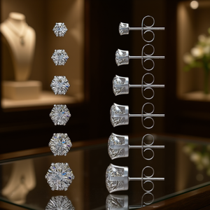 Orecchini a lobo classici rotondi con zirconi da 5 mm, placcati in rodio, per donna, gioielli da matrimonio, orecchini alla moda in lega. - Product Image 2