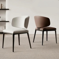 Chaises de salle à manger minimalistes avec cadre en fer et cuir huilé, dossier amovible et lavable, pour hôtels et cafés