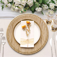 Assiettes de présentation en plastique effet bois rustique moderne de 13 pouces pour mariage, design bois décoratif, vente en gros