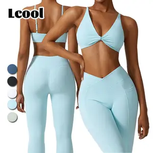 Lcool Custom Gym Fitness Sets Sportkleding Yoga Top En Hoge Taille Leggings Set 2 Delige Workout Set Vrouwen
