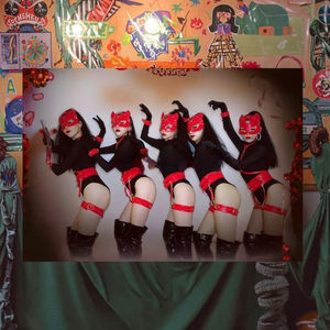 나이트 클럽 바 섹시한 고양이 소녀 분위기 인터랙티브 투어 고고 무대 공연 의상 여왕의 날 세트 레이온/ - Product Image 6