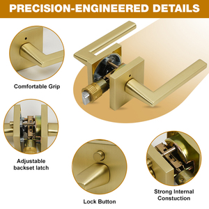 Хит продаж: роскошная дверная ручка с золотым покрытием, прочная, из цинкового сплава, для межкомнатных дверей, подходит для деревянных дверей - Product Image 2