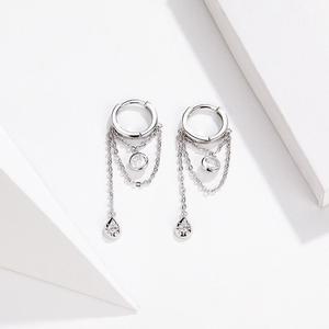 SCE638 mejor calidad popular Chapado en <span class=keywords><strong>plata</strong></span> 925 huggies borla cadena cz zircon piedra aro pendientes, pendientes <span class=keywords><strong>de</strong></span> las mujeres - Product Image 4