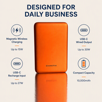 Batterie externe en gros OEM/ODM avec logo personnalisé, batterie externe en alliage d'aluminium 10000mAh, charge sans fil magnétique 30W PD + 15W