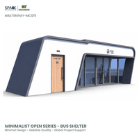 Abri de bus modulaire de luxe personnalisé en alliage d'aluminium avec boîte lumineuse publicitaire défilante et toilettes publiques intégrées