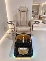 Fauteuil de pédicure de luxe avec massage par vibration et pétrissage, siège réglable, lumières LED 7 couleurs, jet sans tuyau, idéal pour salon de manucure