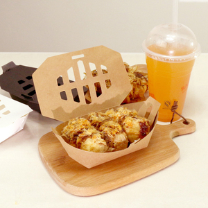 กล่องกระดาษคราฟท์สำหรับบรรจุอาหารแบบนำกลับบ้าน เช่น เฟรนช์ฟรายส์ <span class=keywords><strong>ทา</strong></span><span class=keywords><strong>โกะ</strong></span>ยากิ อาหารจานด่วน พร้อมฟิล์มกันน้ำมันด้านใน ขายส่ง - Product Image 2