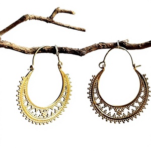 Nickle Free Bohemian Jewelry Tribal <b>Women</b> <b>Earring</b> Brass <b>Hoop</b> <b>Earring</b> - Product Image 2