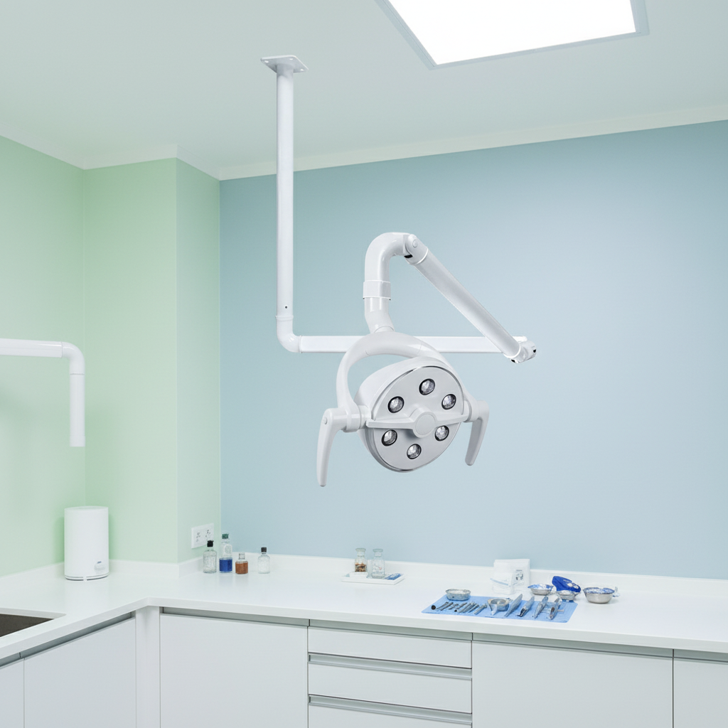 6-Hole LED Shadowless Dental Operating Lamp with Ceiling Mount Light Arm Surgical Light for Dental Clinic Beauty Salon Hospital
