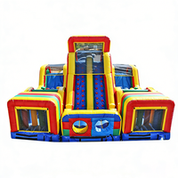 Pista de Obstáculos Inflable con Tobogán Integrado, Muro de Escalada, Múltiples Carriles, para Niños y Adultos, PVC Ecológico, Capacidad de 500 kg, Logotipo Personalizado