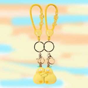 Nuovi simpatici oggetti decorativi doppi, trendy e creativi, portachiavi dorato a forma di cartone animato, ciondolo per borsa, vendita all'ingrosso. - Product Image 6