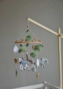 Cadeau de baby shower nouveau-né personnalisé fait à la main Afrique <span class=keywords><strong>jungle</strong></span> animaux neutres logo personnalisé feutre boho safari berceau bébé <span class=keywords><strong>mobile</strong></span> - Product Image 3