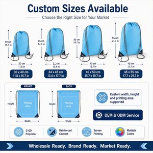 Bolsa Promocional de Poliéster 210D 420D con Cordón, Personalizable para Campañas de Marca, Bolsa de Regalo con Cordón para el Mercado Estadounidense y Europeo, Bajo MOQ, Venta al Por Mayor - Product Image 3