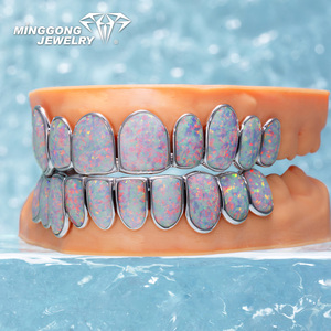 Yeni geldi özel pembe kabuk Grillz 10K 14K 18K gerçek altın 925 ayar gümüş diş Grillz moda tasarım erkekler kadınlar için - Product Image 2