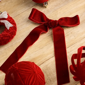 Nouveauté : Boules de Noël en velours faites à la main, peintes à la main, boules de Noël floquées pour l'arbre de Noël - Product Image 3