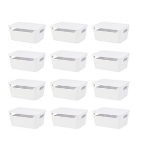 Organiseur de placard empilable, contenants de rangement en plastique avec couvercle, bacs organisateurs multi-usages pour armoire, tiroir, comptoir ou étagères - Product Image 1
