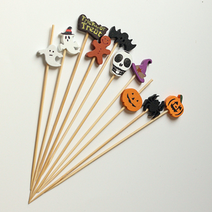 Decorazioni per Cupcake di Halloween Jimao con Cappello <span class=keywords><strong>da</strong></span> Strega, Pipistrello, Zucca, Ragno e Fantasma, Confezione <span class=keywords><strong>da</strong></span> 100 Stuzzicadenti, Decorazioni Alimentari con Scritta 'Trick or Treat' - Product Image 2