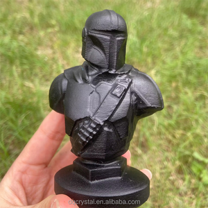 All'ingrosso artigianato di cristallo naturale ossidiana Yoda pietre curative 10cm nero ossidiana stelle guerre intaglio - Product Image 4