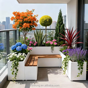 H022 Vase moderne en acier inoxydable avec éclairage LED, jardinière artistique pour aménagement paysager intérieur de hall d'aéroport - Product Image 4