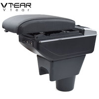 Vtear Boîte de rangement élégante en ABS et cuir PU pour accoudoir avant de voiture avec porte-gobelet USB, accessoires intérieurs pour Renault Duster 2010-2018